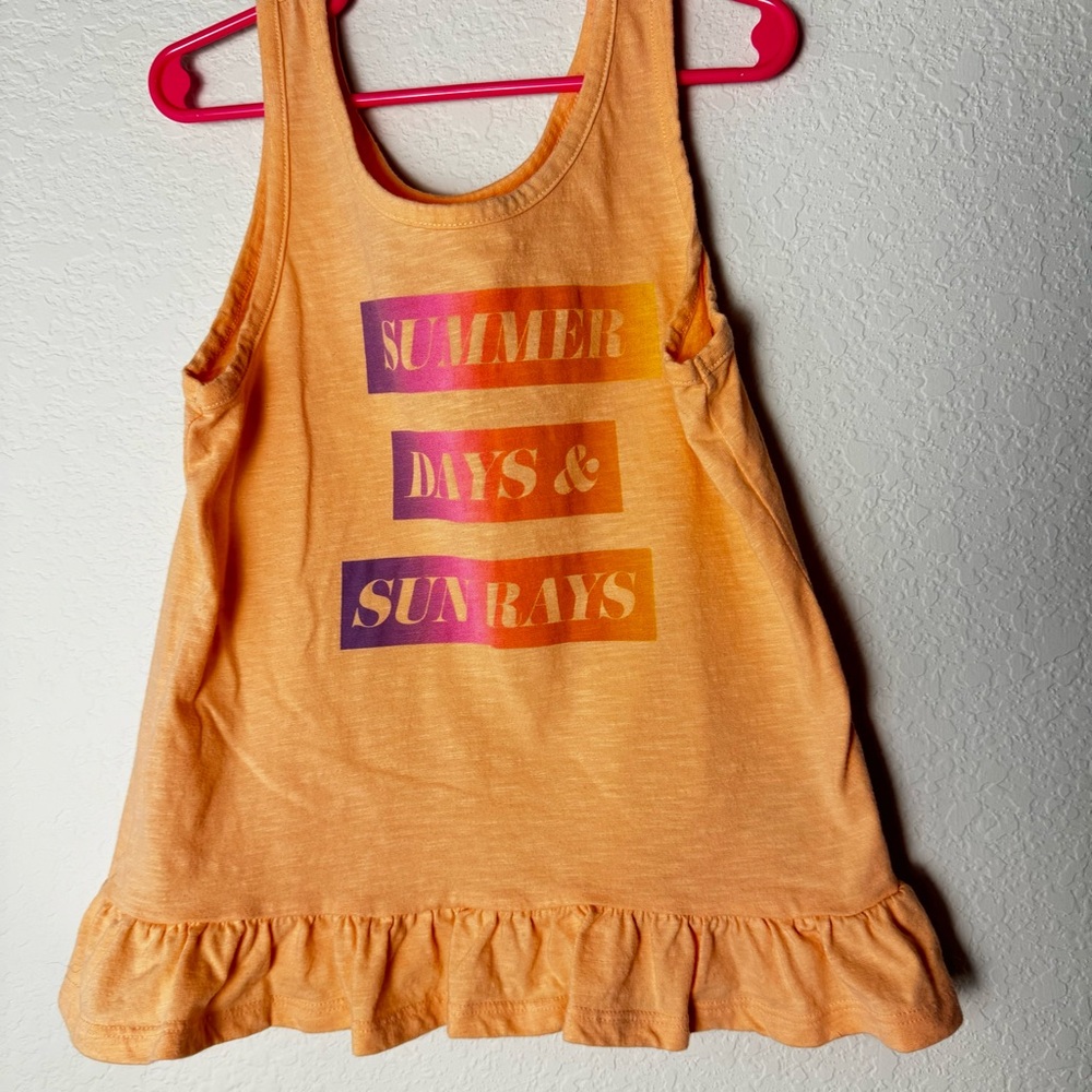 Cat & Jack Girls Summer Days And Sun Rays Tank Top With Ruffle Bottom, Size 7/8